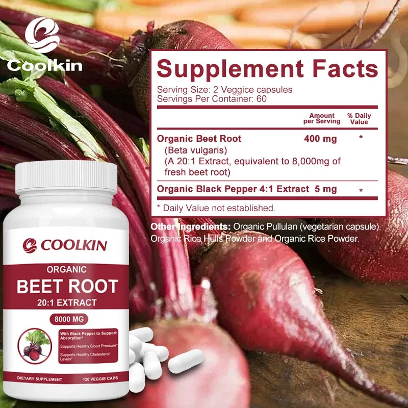 Beet Root Capsules Beetroot Powder Supports Blood Pressure, Athletic Performance, Digestive, Immune System