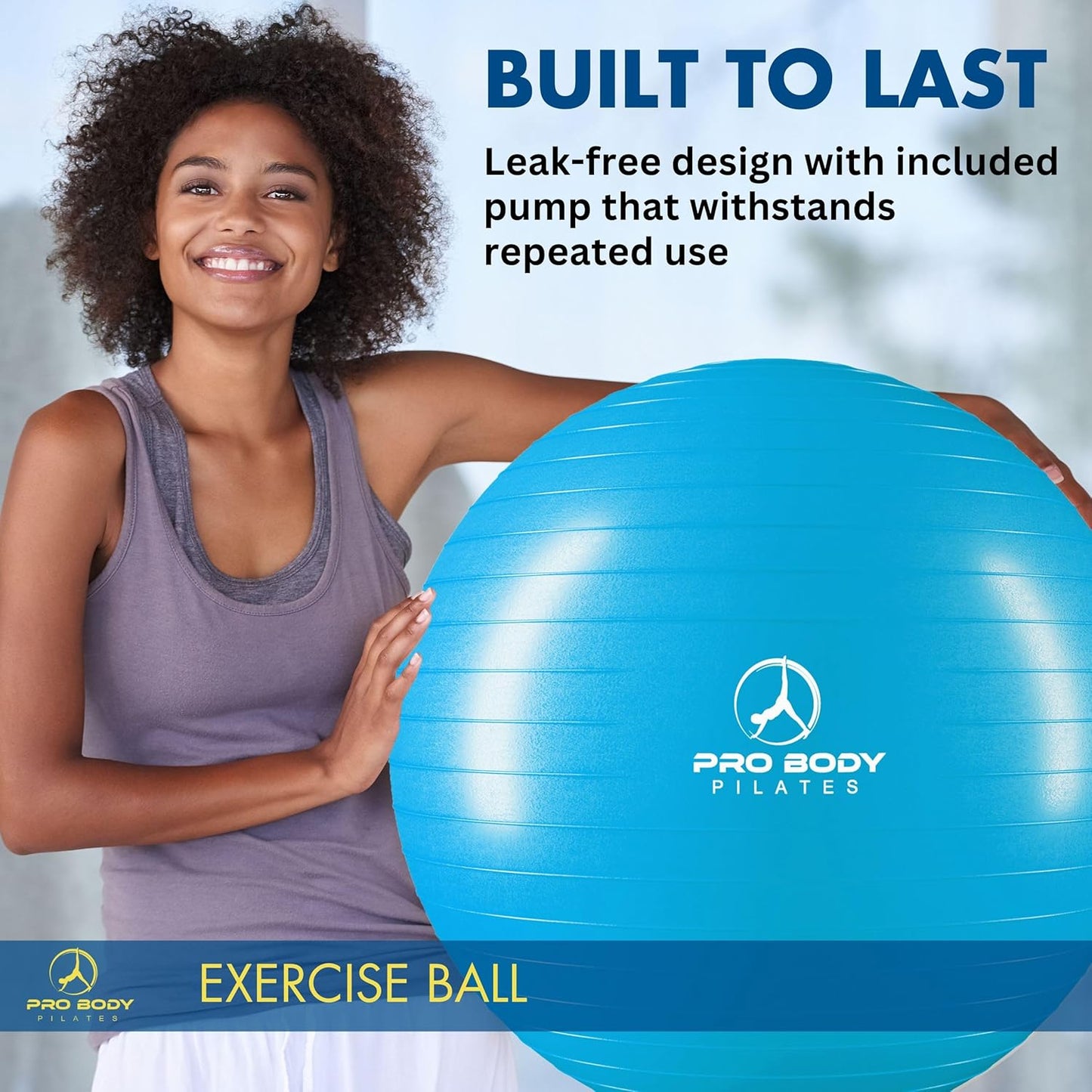 Exercise Ball - Multiple Sizes Gym Grade Balance Ball for Fitness, Yoga, Workout, Pregnancy & Physical Therapy