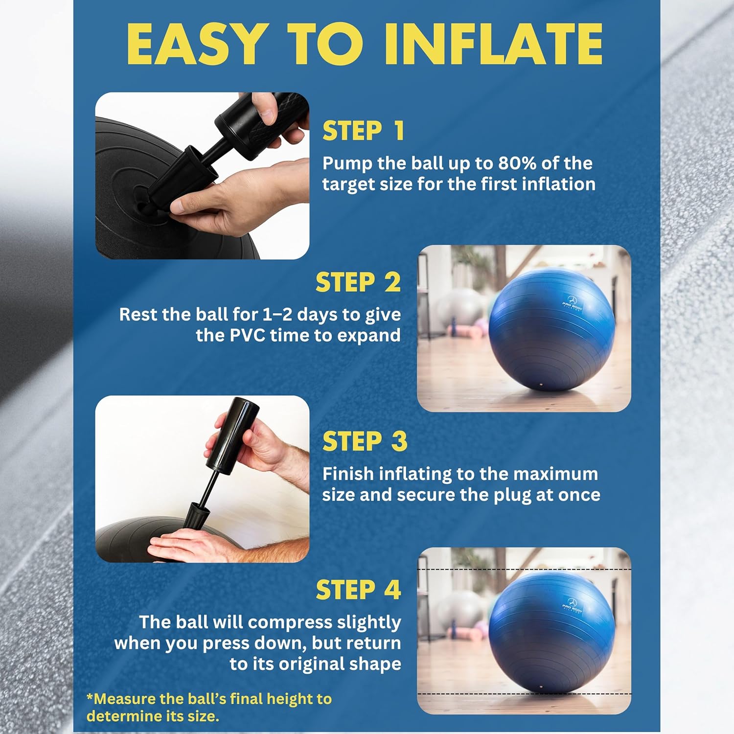 Exercise Ball - Multiple Sizes Gym Grade Balance Ball for Fitness, Yoga, Workout, Pregnancy & Physical Therapy