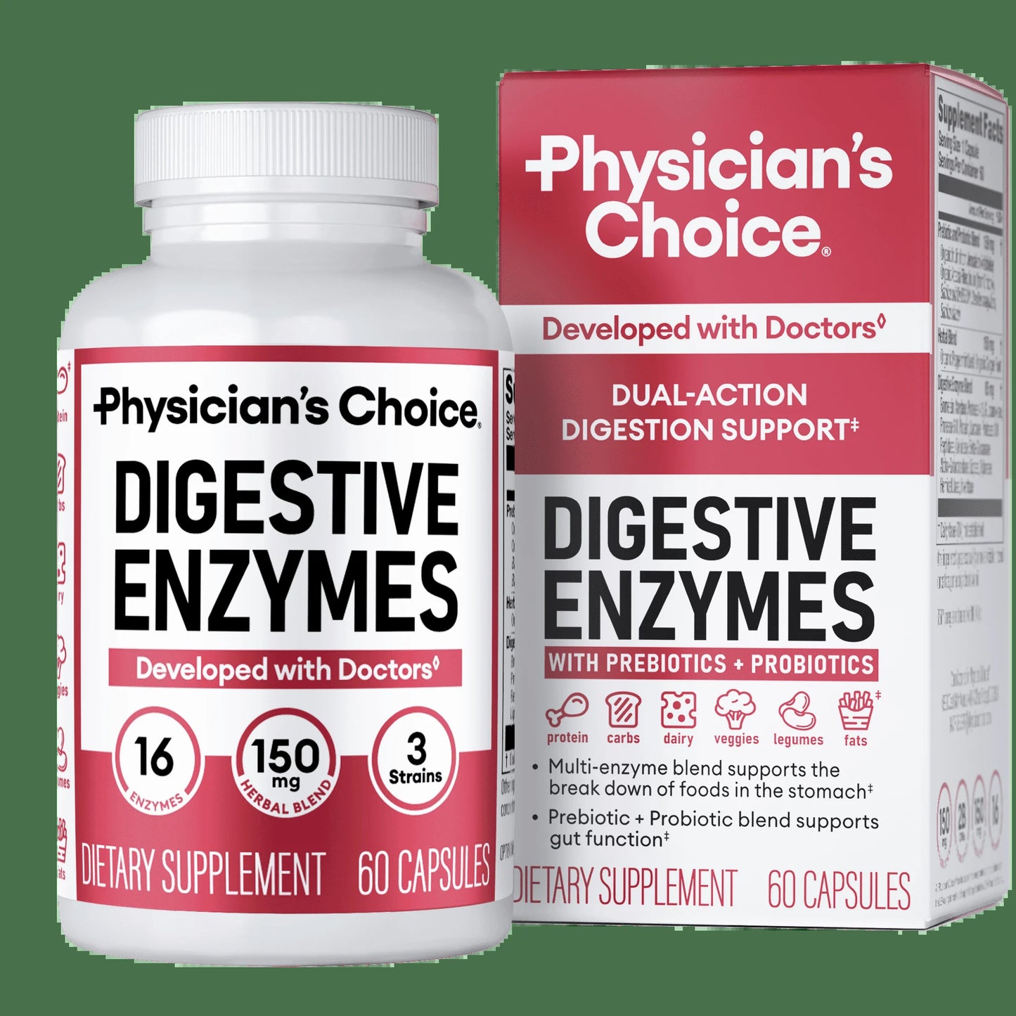 Physician'S Choice Digestive Enzymes - for Digestive Health & Gut Health, Bloating & Meal Time Discomfort for Men and Women, 60Ct
