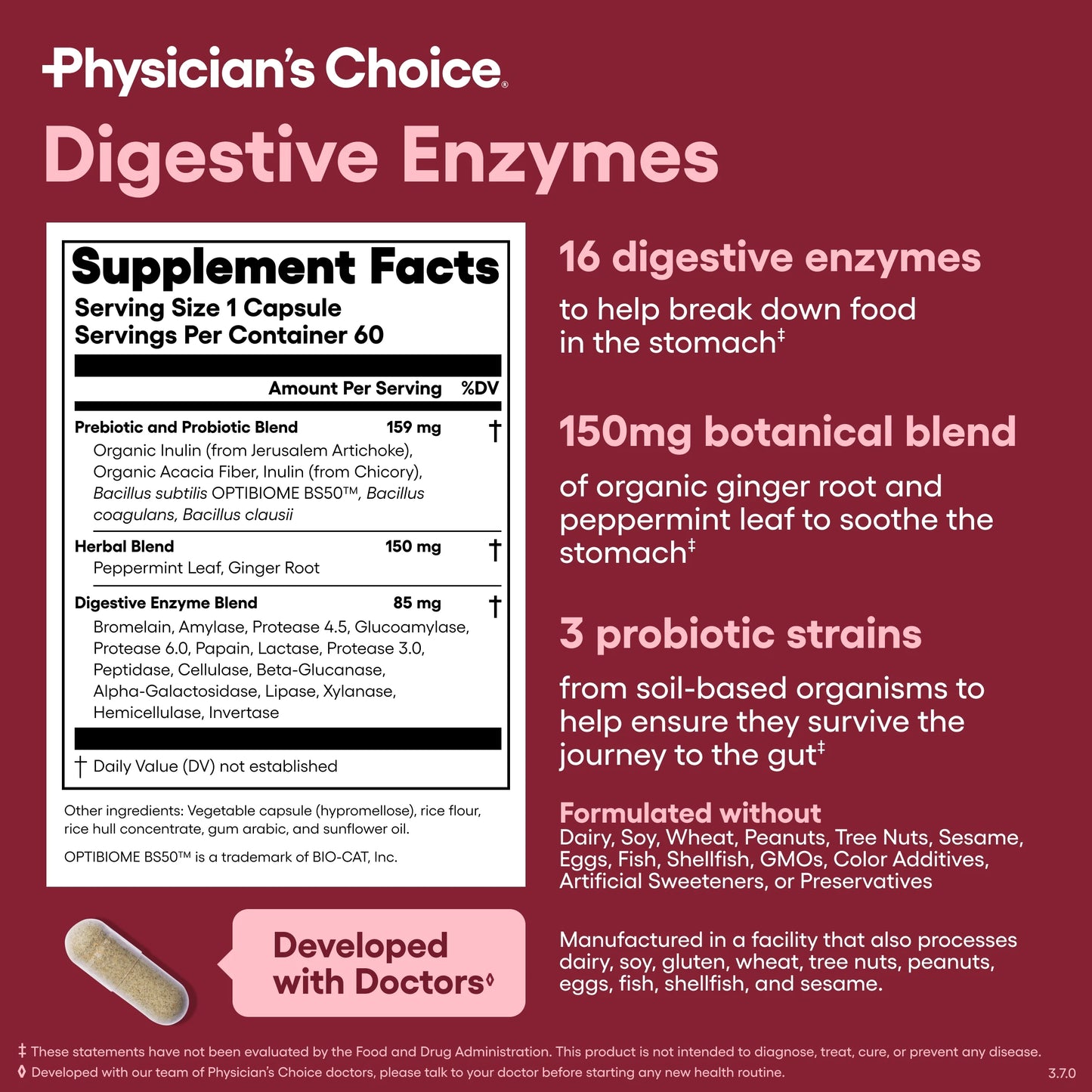 Physician'S Choice Digestive Enzymes - for Digestive Health & Gut Health, Bloating & Meal Time Discomfort for Men and Women, 60Ct